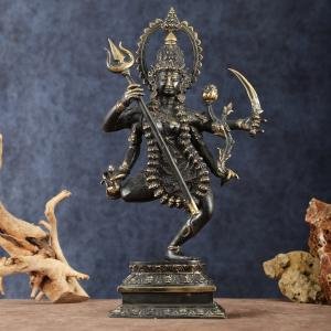 Indonesian Bronze Dancing Mahakali Statue | 16.5" Black Edition | Rare Sacred Art | Four-Armed Dynamic Beauty | Jaipurio